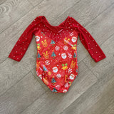 Mesh Sleeves Gymnastics Christmas Leotard with Rhinestone, CM