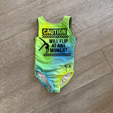 Ozone, Open Back Flip At Any Moment Leotard in Ombre Neon Green