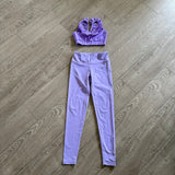 Purple Pixies Dancewear, Ruffle Crop Top and Leggings Set in Purple, CM