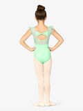 BalTogs, Mesh Ruffle Sleeve Leotard in Mint Green, CM Child 8 - Final Sale