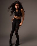 Tiger Friday, Mesh Detail Matrix Leggings in Black, CM Child 6/8 - Final Sale
