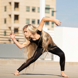Tiger Friday, Mesh Detail Matrix Leggings in Black, CM Child 6/8 - Final Sale