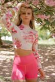Five Dancewear, Mock Mesh Crop in Pink Floral, YXL Child 10