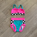 TaytrVibe Dancewear, Neon Blue Pink Set Girl's Activewear