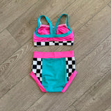 TaytrVibe, Neon Blue Pink Checkered Set, Child 8