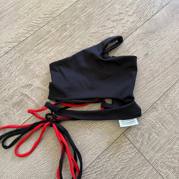 Tiger Friday, Bronx Crop Top in Black and Red Strings, CL