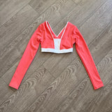 Tiger Friday Dancewear, Brooke Long Sleeve Crop Top in Peachy Keen