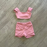 Tiger Friday Dancewear,  Crop Top and Convention Shorts Dance Set in Soft Pink