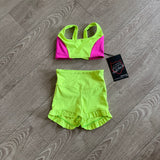 Tiger Friday Dancewear, Crop Top and Filly Bootie Shorts in Fiji Neon Green, CL