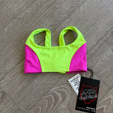 Tiger Friday Dancewear, June Crop Top in Guava Pink Yellow, CL