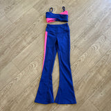 Tiger Friday Dancewear, Kennedy Crop Top and Flare Pants in Voltage Blue Pink, CL