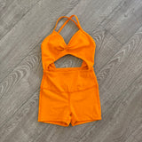 Tiger Friday Dancewear, Knockout Jumpsuit in Monarch Orange, CXL