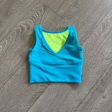 Tiger Friday Dancewear, Loved Quattro Crop Top in Riptide Blue Yellow, CM