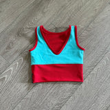 Tiger Friday Dancewear, Quattro Crop Top in Red Blue, CL