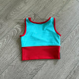 Tiger Friday Dancewear, Quattro Crop Top in Red Blue