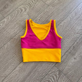 Tiger Friday Dancewear, Quattro Crop Top in Sorbet Pink Yellow, CL