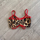 Tiger Friday Dancewear, Rumba Crop Top in Wild Cherry Cheetah Red, CXL