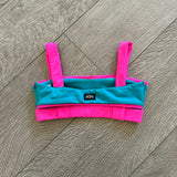 Tiger Friday, Echo Crop Top in Teal and Hot Pink, CS
