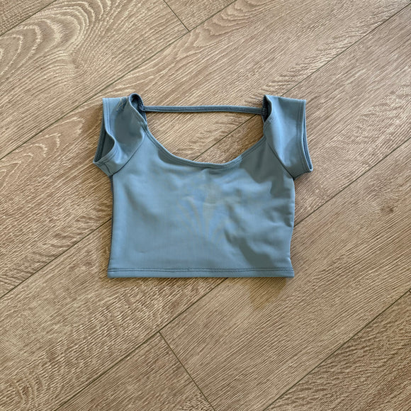 Tiger Friday, Hepburn Crop Top in Dew Blue, CL