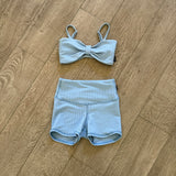 Tiger Friday, Luminous Bralette and Ruth shorts ini blue