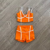 Tiger Friday, Miami Vice Crop Top Shorties Set in Julius Orange, CL