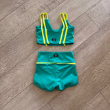Tiger Friday, Miami Vice Crop and Shorties Set in Spring Green, CM