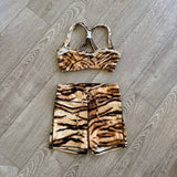 Tiger Friday, Ozzie Crop Top and Shorts Set in Siberian Tiger, AS
