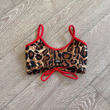 Tiger Friday, Rumba Crop Top in Wild Cherry Cheetah Red, CXL