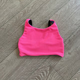 Tiger Friday, Sage Reversible Crop Top in Hot Punk Pink and Periwinkle Blue, CL 