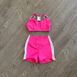 Tiger Friday, Sizzle Crop Top and Shorts in Malibu Pink White