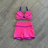 Tiger Friday, Solar Crop Top and shorts set in Catwalk Pink