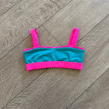 Tiger Friday dancewear, Echo Crop Top in Teal and Hot Pink, CS