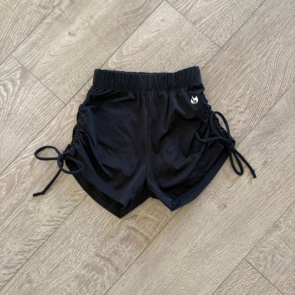 Werk Dancewear, Cinched Side Shorts in Black, YM