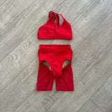 details dancewear convention set and mesh shorts cm bright red