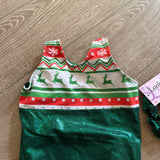 look it activewear, Holly Jolly Christmas Reindeer Leotard in Green