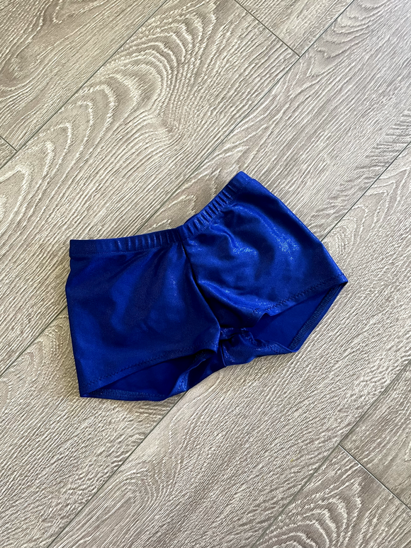 Shiny Blue Leopard Ruffles Booty Shorts, CS 5/6