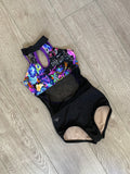 Kandi Kouture, Purple Floral Black Mesh Leotard, CS 4