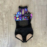 Kandi Kouture, Purple Floral Black Mesh Leotard, CS 4