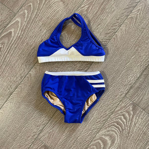 Opra Dancewear, Royal Blue White Trim Top and Briefs Set, CS 4