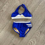 Opra Dancewear, Royal Blue White Trim Top and Briefs Set, CS 4