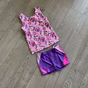 Jacques Moret Kids, Pink and Purple Tank Top and Shorts Set, CM 8/10