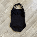 Capezio, Black Straps Mesh Sides Leotard, AM Women's 6/8