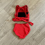 Five Dancewear, Ribbed Crop Top and Briefs Set in Red, YL Child 7/8 - Final Sale