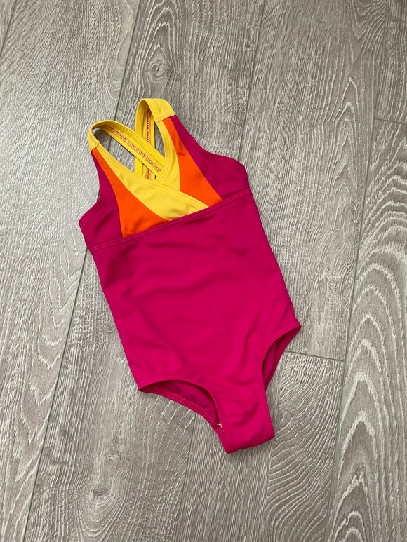 Land's End, Pink Yellow Swimsuit Leotard, CXS 2T