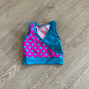 JCD, Pink Blue Polka Dot Crop Top, CL 7/8