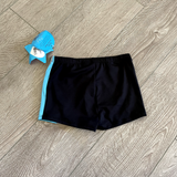 Jacques Moret Kids, Black Gym Shorts with Silver Blue Pink, CS 5/6