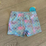 Jacques Moret Kids, Blue Mermaid Scale Gym Shorts, CM 8/10