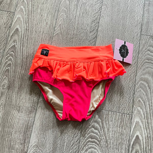 Kandi Kouture, La Bonita Ruffle Briefs in Neon Coral and Red, CXL 10