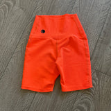 Five Dancewear, Neon Orange Ribbed Biker Shorts, YM Child 5/6 - Final Sale